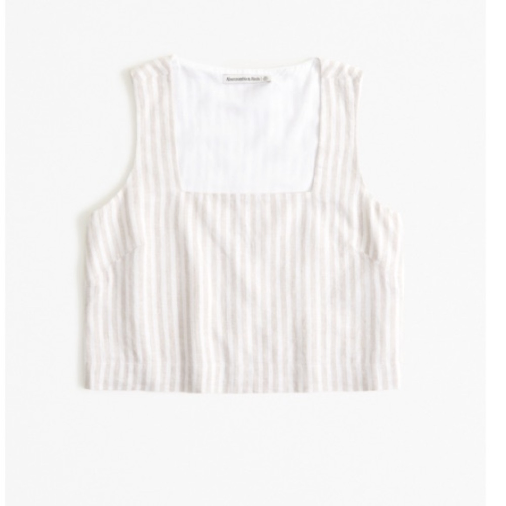 Linen-Blend Squareneck Set Top- Abercrombie